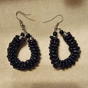 Black beaded necklace and earrings